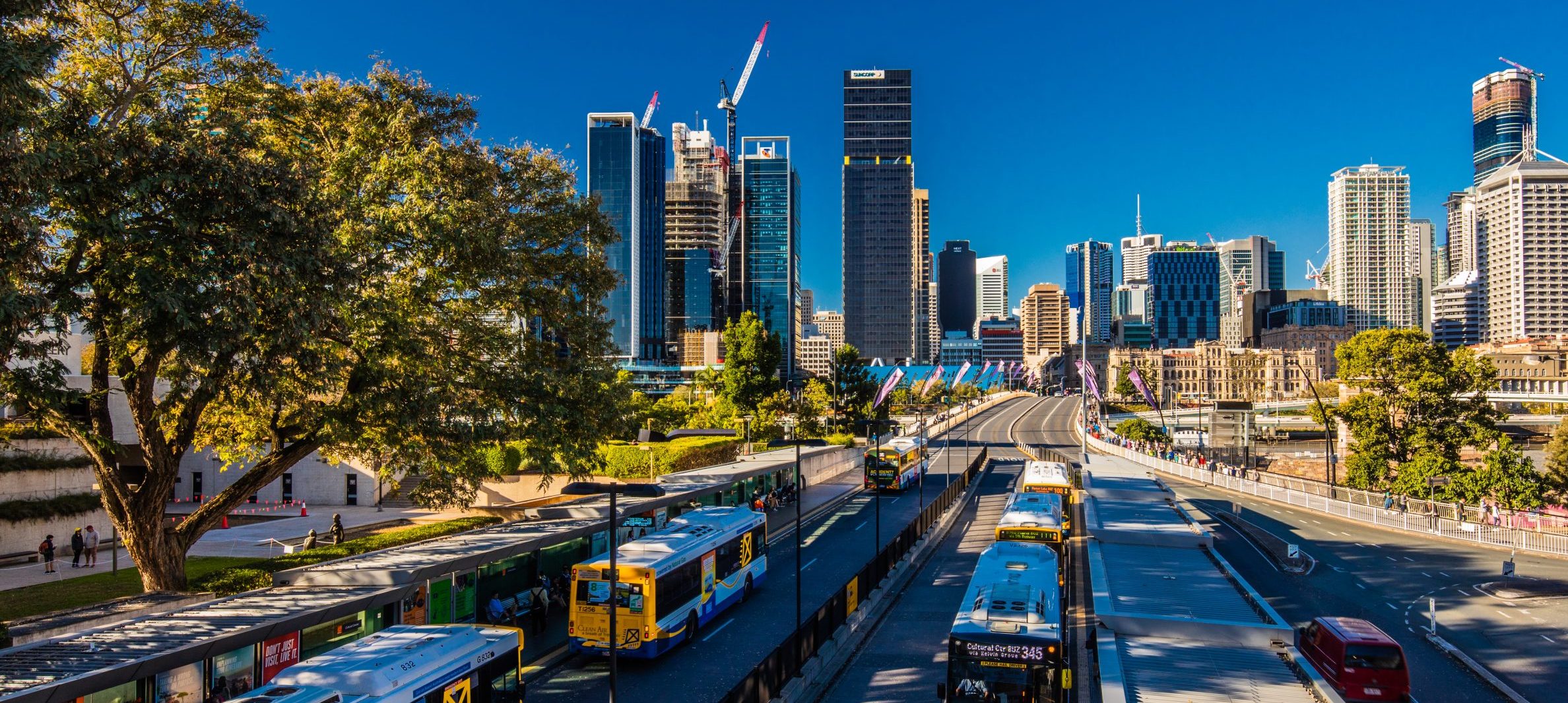 BRISBANE, AUSTRALIA AUG 12 2018: Panoramic view of Brisbane from